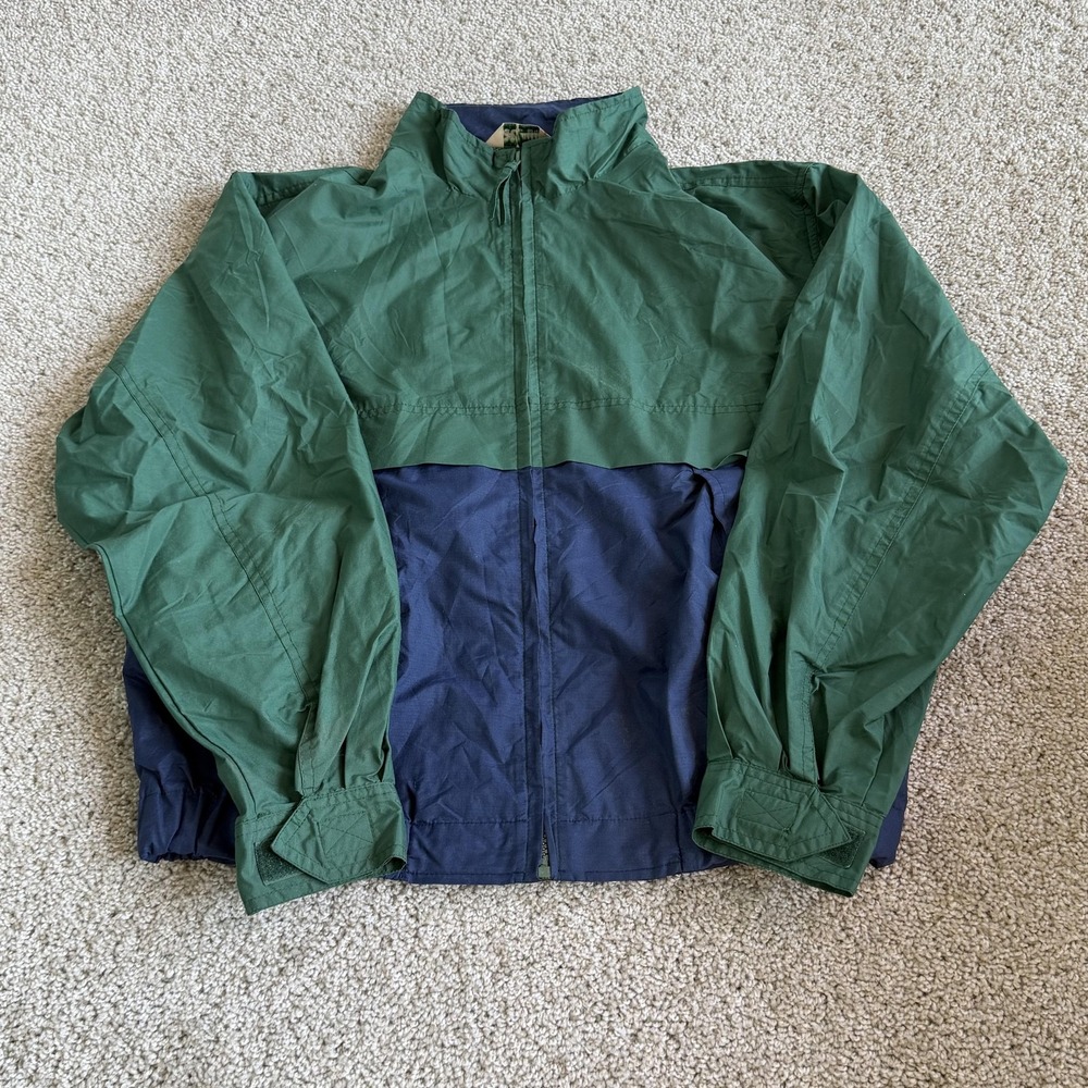 Haband Windbreaker Jacket Mens Medium Green Blue Full Zip Mesh Lined 594 Nylon
